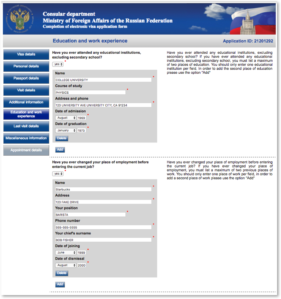 Russian Visa Application Instruction Guide